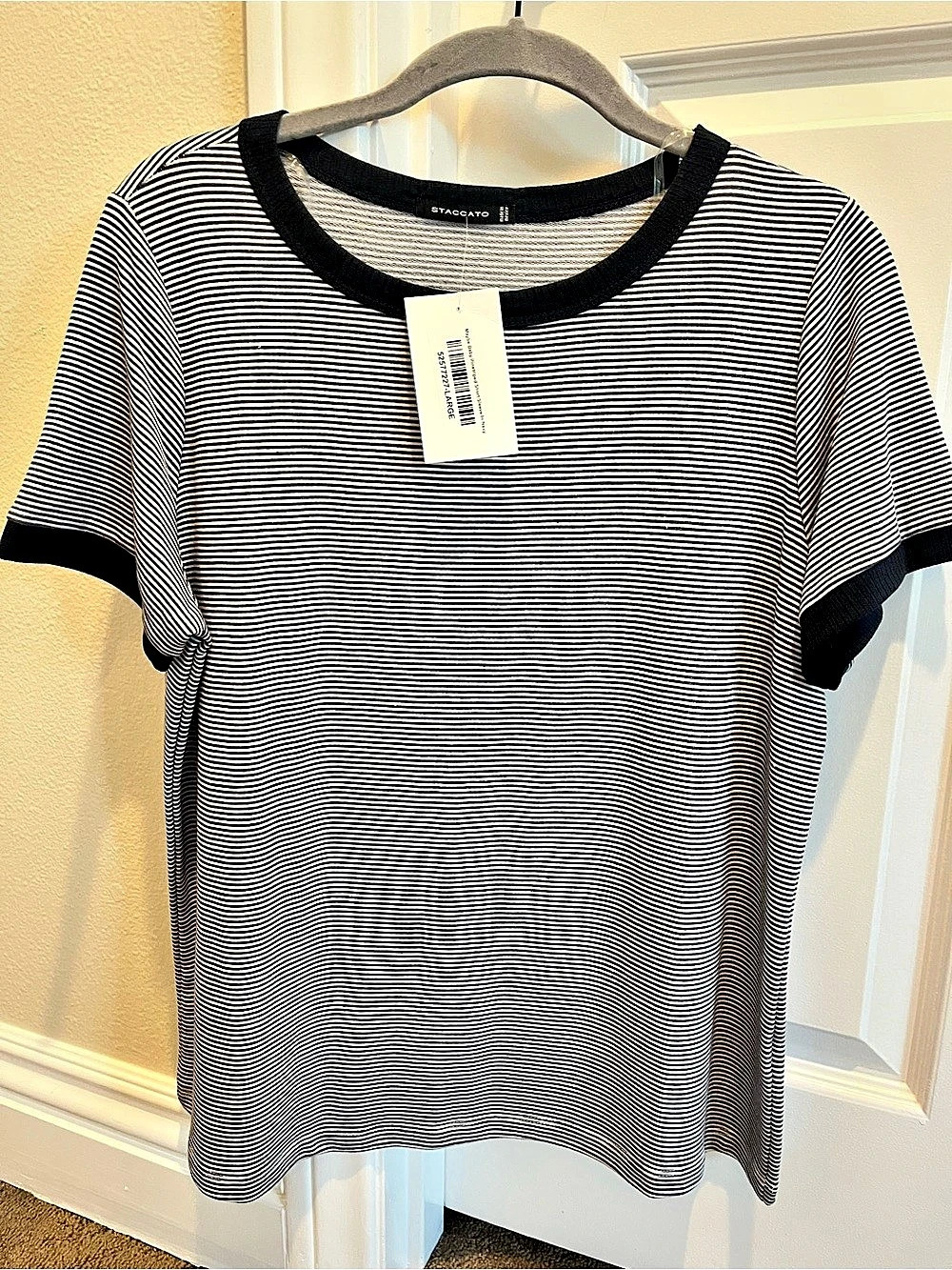 Staccato Maybe Baby Pinstriped Short Sleeve in Navy